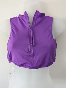 Andie Swim The Venice hochgeschlossenes Oberteil violett bauchfrei Reißverschluss vorne Strand sportlich Gr. S - Bild 1 von 9