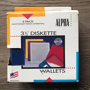 Alpha 3.5” Floppy Disk Diskette Wallets Storage Case Jewel Colors 4 pack Holds 8 - Picture 1 of 8