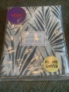 Lulu Dk For Matouk Palmyra Euro European Sham Pillow Blue Nile White Green - Picture 1 of 4