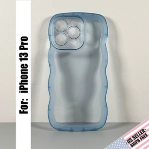 Case for iPhone 13 Pro - Frosted Blue Glow | Wavy Edges | Slim Contour Grip - Picture 1 of 12
