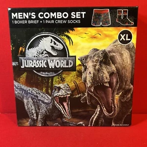 Jurassic World Boxer Brief & Socks Set SZ XL (40-42) Socks 8-12.5 - Picture 1 of 4