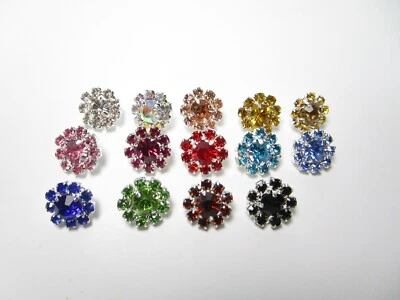 NO-NAME 2er Set Knopf-Set Knöpfe Knopf mit Öse Strass rund funkelnd Ø 12,0 mm