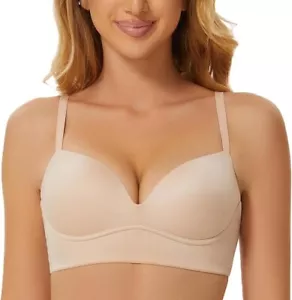 MELENECA Women's Push Up Bralette Seamless Padded Wireless Bra Support and Lift - Picture 1 of 3