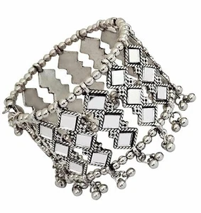 Brazalete Espejo de Boda Kada Oxidado India Moda Joyería Talla Gratuita - Imagen 1 de 6