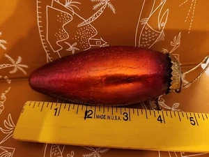 Christmas KUGEL Midwest Crackle Glass Ornament Brass Cap Red Antique Germany 4" - Picture 1 of 5