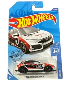 Hot Wheels White 2018 Honda Civic Type R, 81/250 | Honda Series 2/5 - Picture 1 of 6