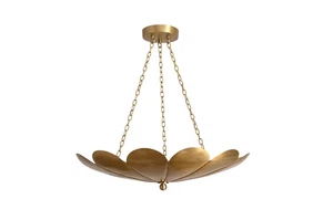 3 Light Flower Globe Mid Century Brass Sputnik chandelier light Fixture - Picture 1 of 14