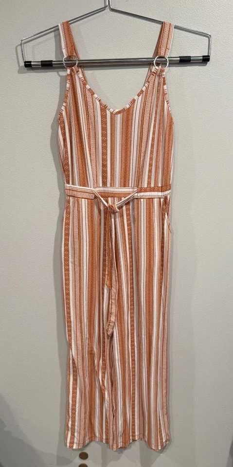 Mono Derek Corazón Para Mujer XL Marrón Blanco Rayas Corbata Cintura Correas Ajustables Foto 1 de 4