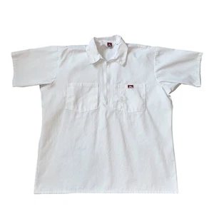 Camicia Ben Davis manica corta tinta unita 1/2 zip - bianca taglia XL - Foto 1 di 7