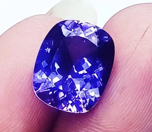 Lose Edelsteine natürlicher violetter Tansanit 8,50 ct Prinzschliff Kissen zertifiziert - Bild 1 von 8