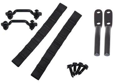 Kit de correa de puerta de acero inoxidable pulido Kentrol negro de acero inoxidable para Jeep Wrangler TJ Foto 1 de 4