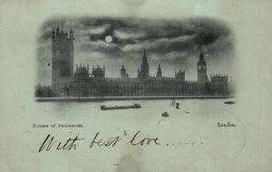 London England House of Parliament With best Love 1898 Vintage Postkarte RAR - Bild 1 von 2
