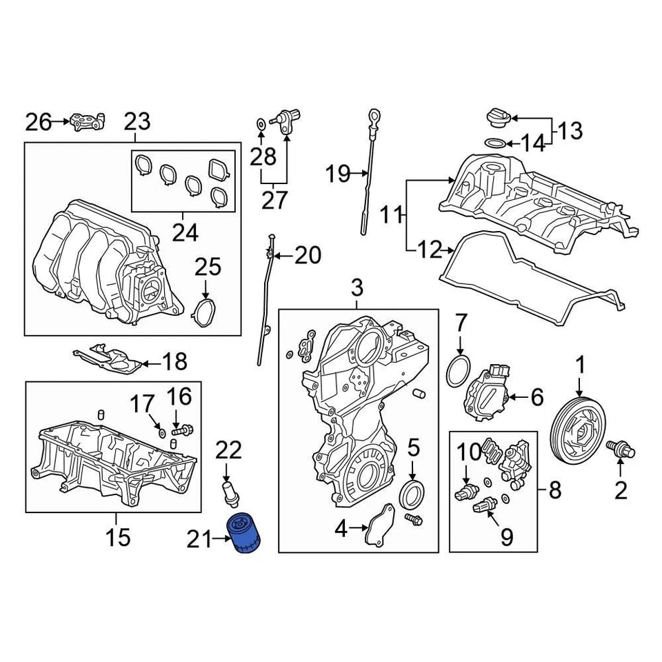For Honda Civic 2006-2024 Honda 15400RTA003 Engine Oil Filter Foto 1 de 4