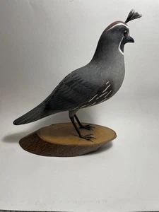 Vintage Carved Wood Bird California Quail Signed And Dated 1968 Very Detailed - Picture 1 of 20