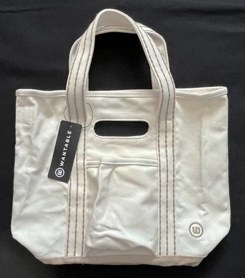 WANTABLE Mini Canvas Tote Cream & Tan Open Tote Bag NO SHOULDER STRAP  *NEW* - Image 1 of 4