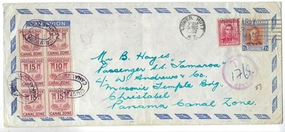 Canal Zone 1952 cuotas de franqueo en portada entrante de Nueva Zelanda Foto 1 de 2
