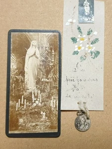 Nostra Signora piccolo 11mm ciondolo francese medaglia religiosa vintage set preghiera - Foto 1 di 3
