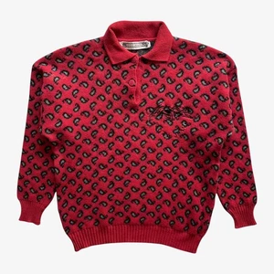Vintage 90s Women's Krizia Embroidered Panther Wool & Cashmere Paisley Jumper - Picture 1 of 6