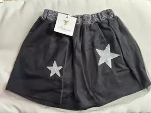 Girls Black Silver Sequin Stars Tulle Skirt 16 YRS NEW with Tags - Picture 1 of 2