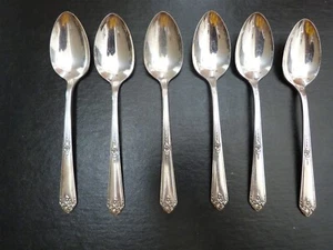 6 VTG Oneida Silver Tudor Plate 1948 SWEET BRIAR TEASPOONS 6" - Picture 1 of 4