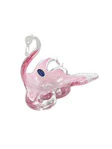 Murano Lavorazione Italian Art Glass Pink Swirl Swan Candle Holder Italy - Picture 1 of 11