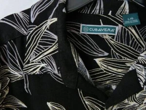 Cubavera Black/Cream S/S Men's Floral Print 100% Rayon Size Large EUC - Picture 1 of 5