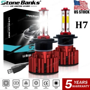 4-Side H7 LED Headlight Fog Light Kit 120W 6000K Bright White Bulb High/Low Beam - Picture 1 of 12