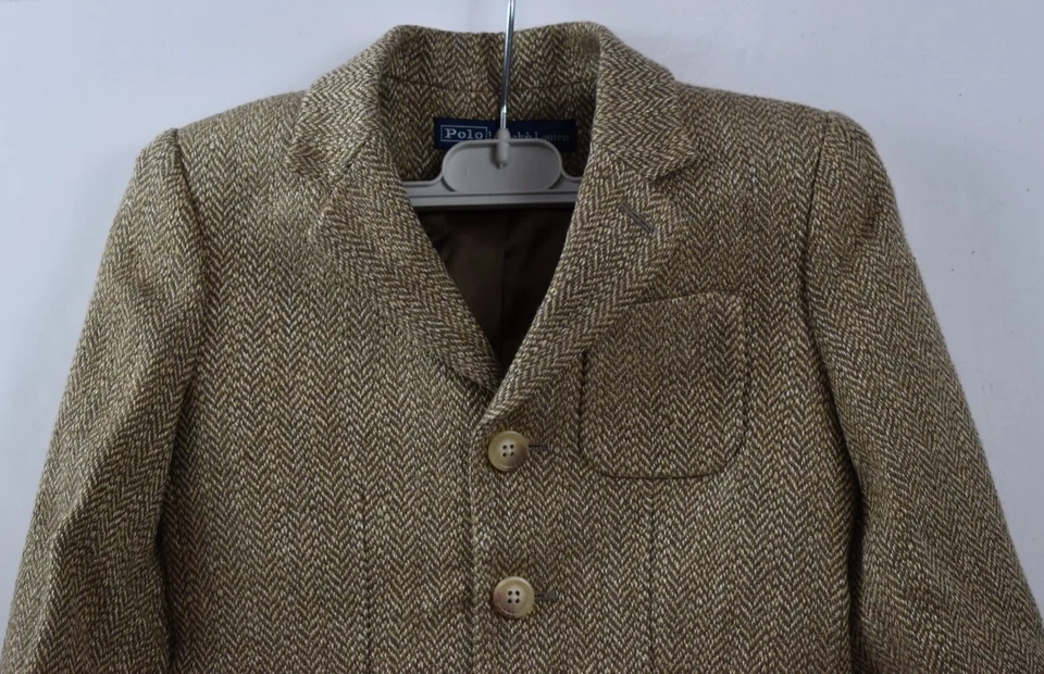 NUEVO CON ETIQUETAS Polo Ralph Lauren Niños Talla 6 Beige Tostado Chaqueta con Botones Blazer Bolsillos Italia Foto 1 de 4