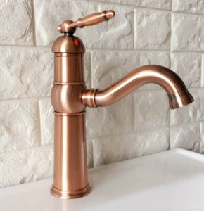 Antique Red Copper Brass Kitchen Bathroom Sink Swivel Faucet Mixer Tap mnf389 - Picture 1 of 8