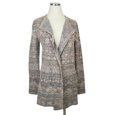 Lucky Brand Cardigan Size Medium Pastel Knit Duster Aztec Print - Image 1 of 4