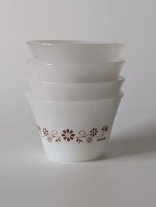 Dynaware Termocrisa Mexico Milk Glass Ramekins Sauce Custard Brown Vintage x 4 - Picture 1 of 8