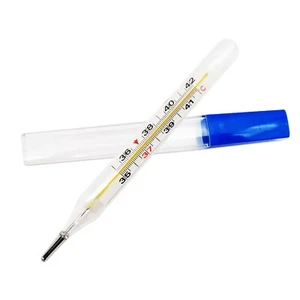 1PC Glass Thermometer Mercury-Free Dual Scale Accuracy 2ml Classic Traditional - Picture 1 of 3