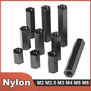 Distanziale esagonale in plastica nylon nero montante viti femmina M2 M2,5 M3 M4 M5 M6 - Foto 1 di 109