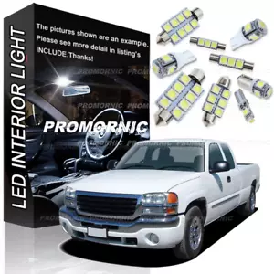 12Pc Xenon White Interior LED Light Bulb Kit Package for 99-08 GMC Sierra 1500 - Picture 1 of 11