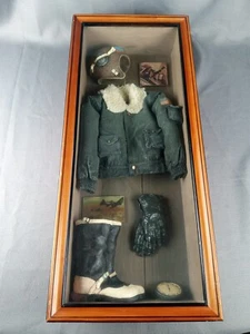 Military Fighter Pilot Mini Display Glass Case Replica WWII Helmet Jacket Plane - Picture 1 of 23
