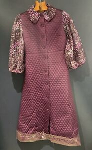 St. Michael M&S Housecoat Robe Gown Size 14, 36 Bust Purple Quilted Vintage 70s