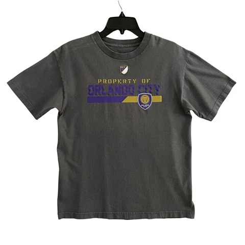 Orlando City MLS T-Shirt Adult Size Medium Gray Property Of Orlando City Tee Cover