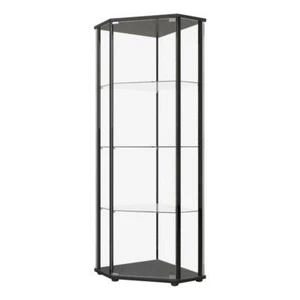 Coaster Zenobia Modern Glass Shelf Curio Cabinet Clear and Black - Picture 1 of 11