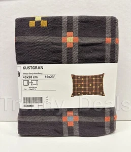 Ikea KUSTGRAN Pillow Cushion Cover 16" x 23" Woven Tactile Cotton, Anthracite - Picture 1 of 3