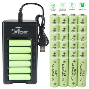 Lot 700mAh AA Rechargeable Battery NiCd 1.2V for Garden Solar Ni-Cd Light Lamp - Picture 1 of 19