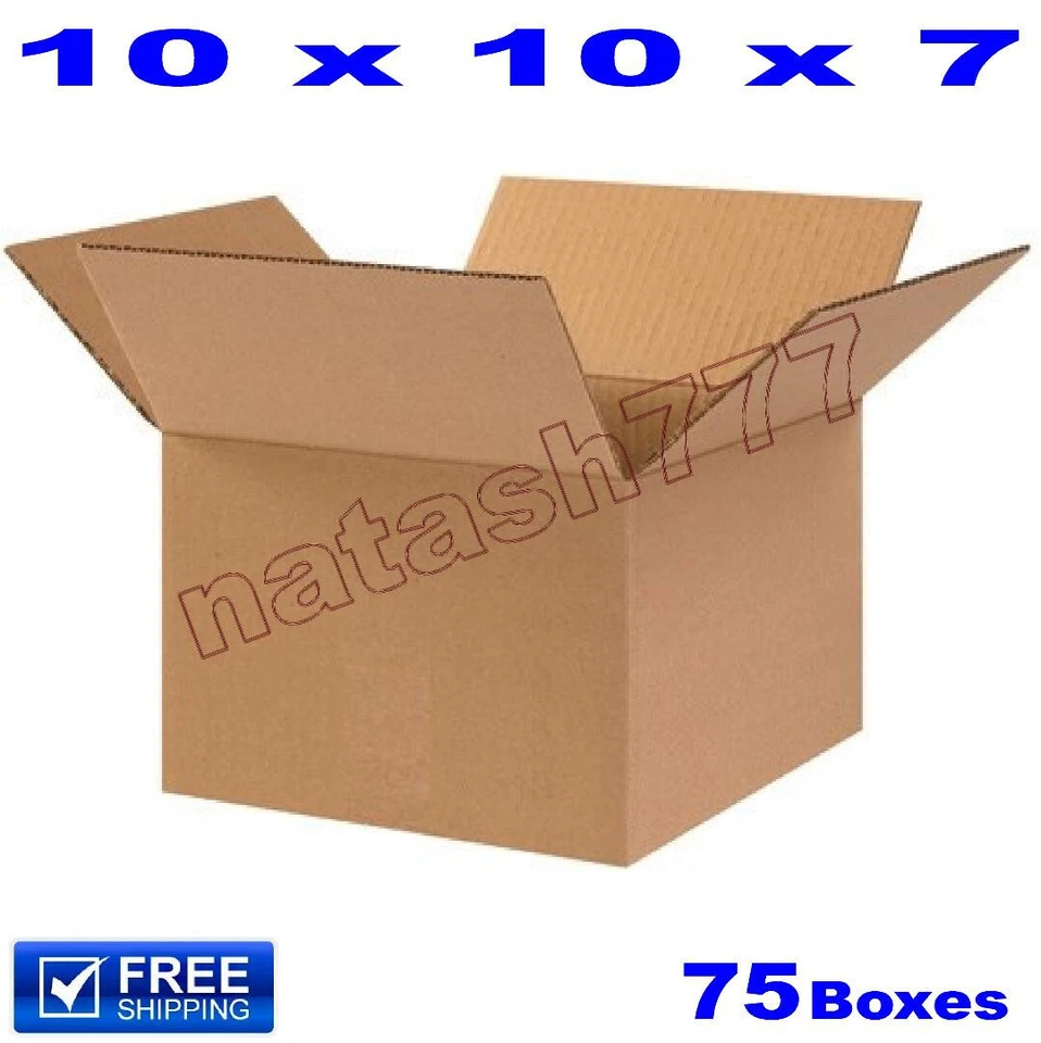 75 - 10x10x7 Cardboard Boxes 32-ECT Mailing Packing Shipping Corrugated Carton - Image 1 of 1