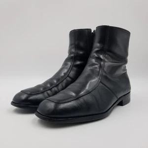 Stivali vintage Mason O'Sullivan Beatle da uomo larghi 9,5 E in pelle nera con zip laterale USA - Foto 1 di 22