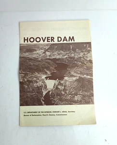 Hoover Dam Pamphlet Booklet Quad Fold Sepia Vintage 1966 Data & Info - Foto 1 di 3