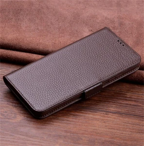Funda tipo billetera magnética de cuero de vaca genuino abatible para Samsung Galaxy - Imagen 1 de 22