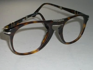 52[]20 140 VINTAGE PERSOL 9714-V-M THICK TORTOISE FOLDING EYEGLASSES FRAMES ONLY - Picture 1 of 10
