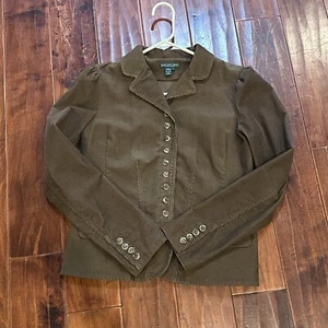 Vintage LAUREN JEANS RALPH LAUREN braune 9-Knopf Cord Reitjacke Gr. S - Bild 1 von 10