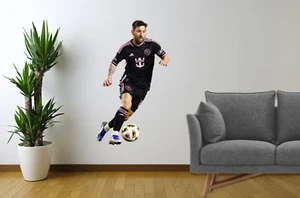 Lionel Messi Wall Sticker Vinyl Removable Decal Soccer Decor Black Reusable - Picture 1 of 2