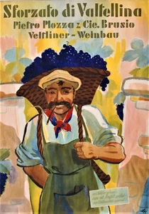 Póster original vintage VALTELLINA ITALIA UVAS DE VINO 1952 - Imagen 1 de 1