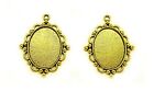 2 New Antiqued Goldtone Art Deco Style 40mm x 30mm CAMEO PENDANTS Frame Settings