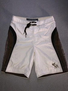 Vintage Abercrombie & Fitch Shorts Herren 34 weiß braun Tugger Board Schwimmen Y2K - Bild 1 von 17